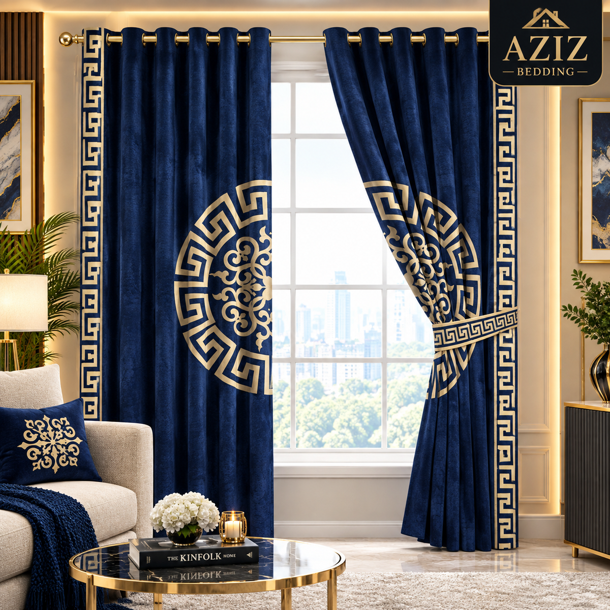 Navy Blue Splendid Curtains