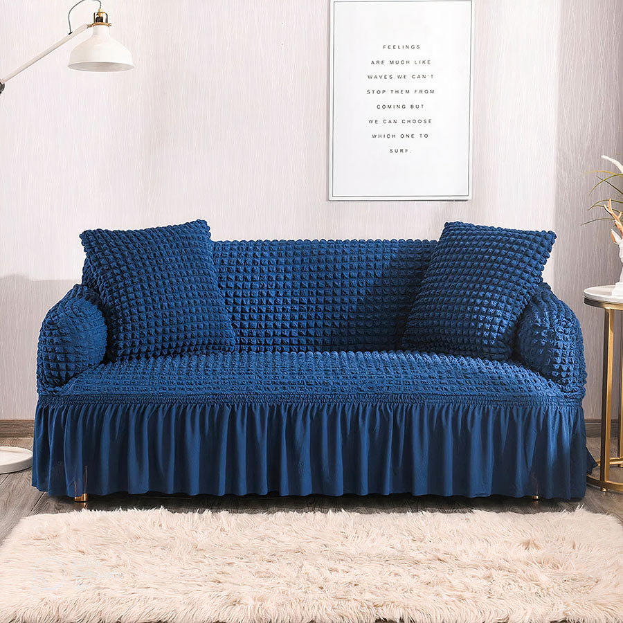 Blue Fitted Bubble Sofa Cover