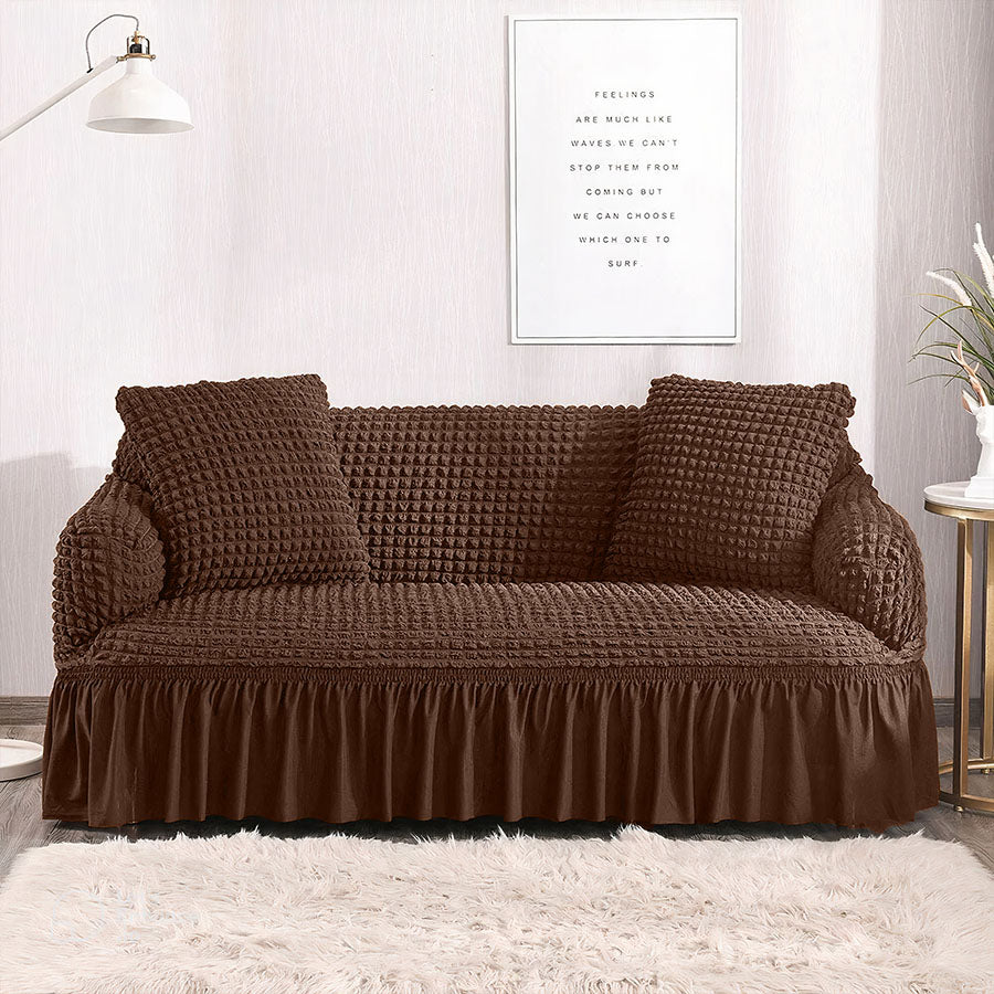 Brown Fitted Bubble Sofa Cover