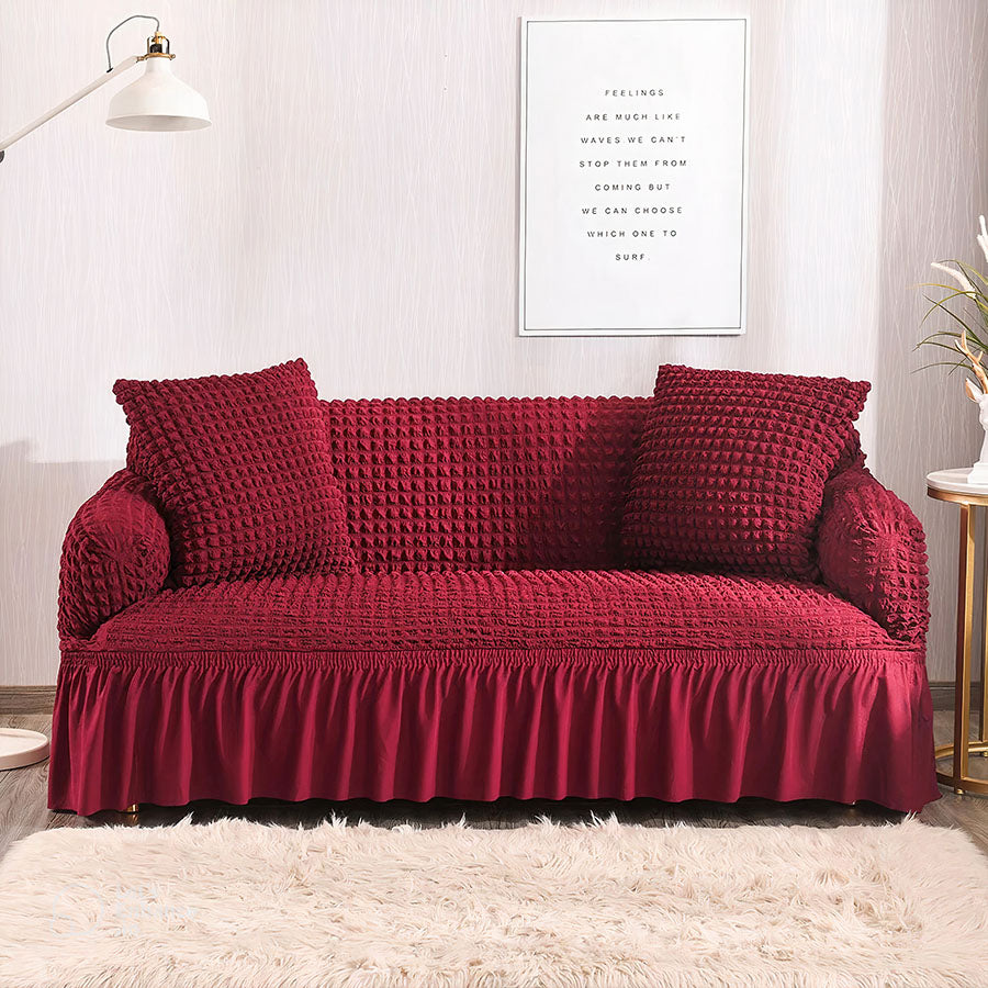 Red Fitted Bubble Sofa Cover