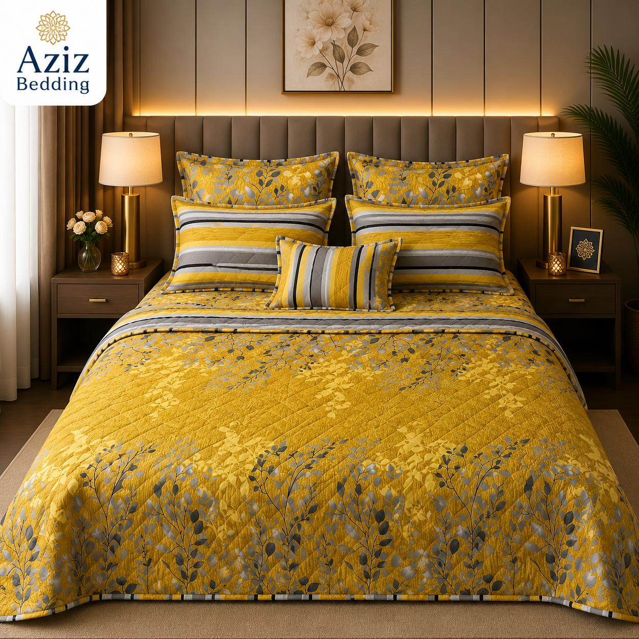 Yellow  Luxury 7 Piece Comfort Set