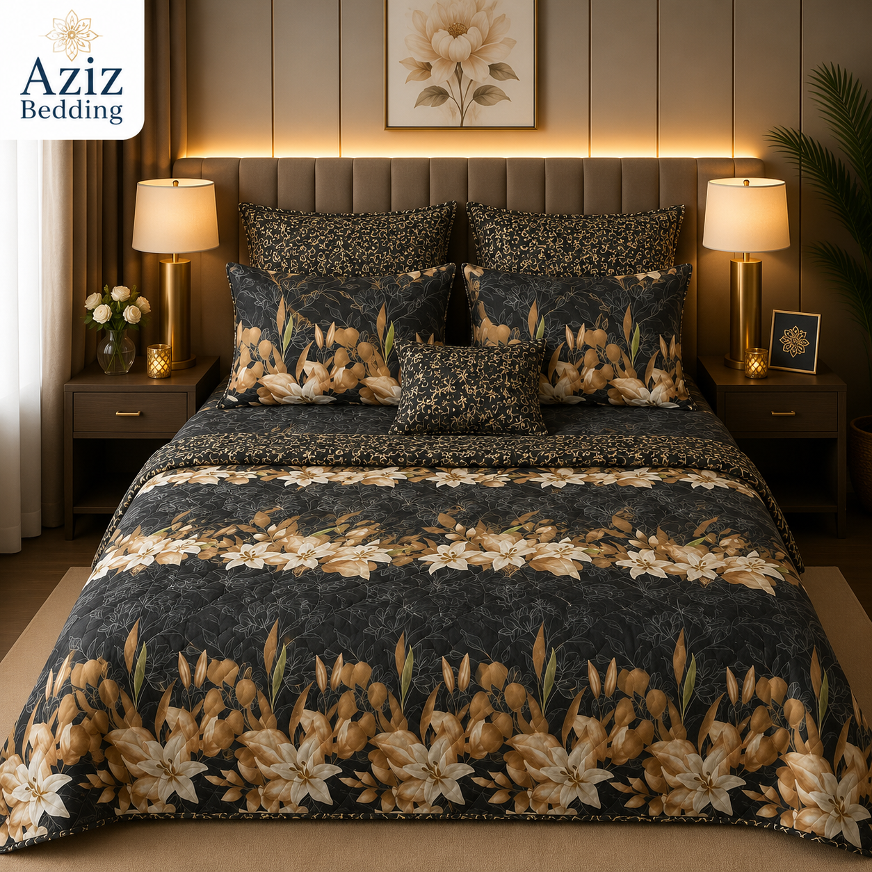 Black  Luxury 7 Piece Comfort Set