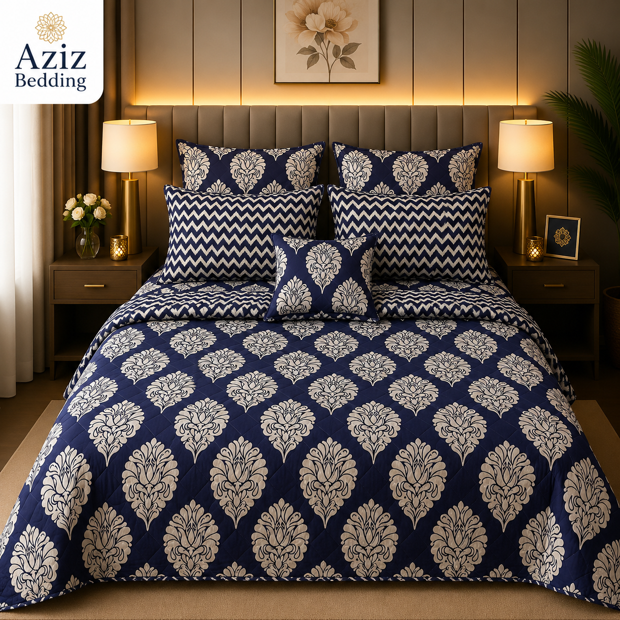 Blue  Luxury 7 Piece Comfort Set