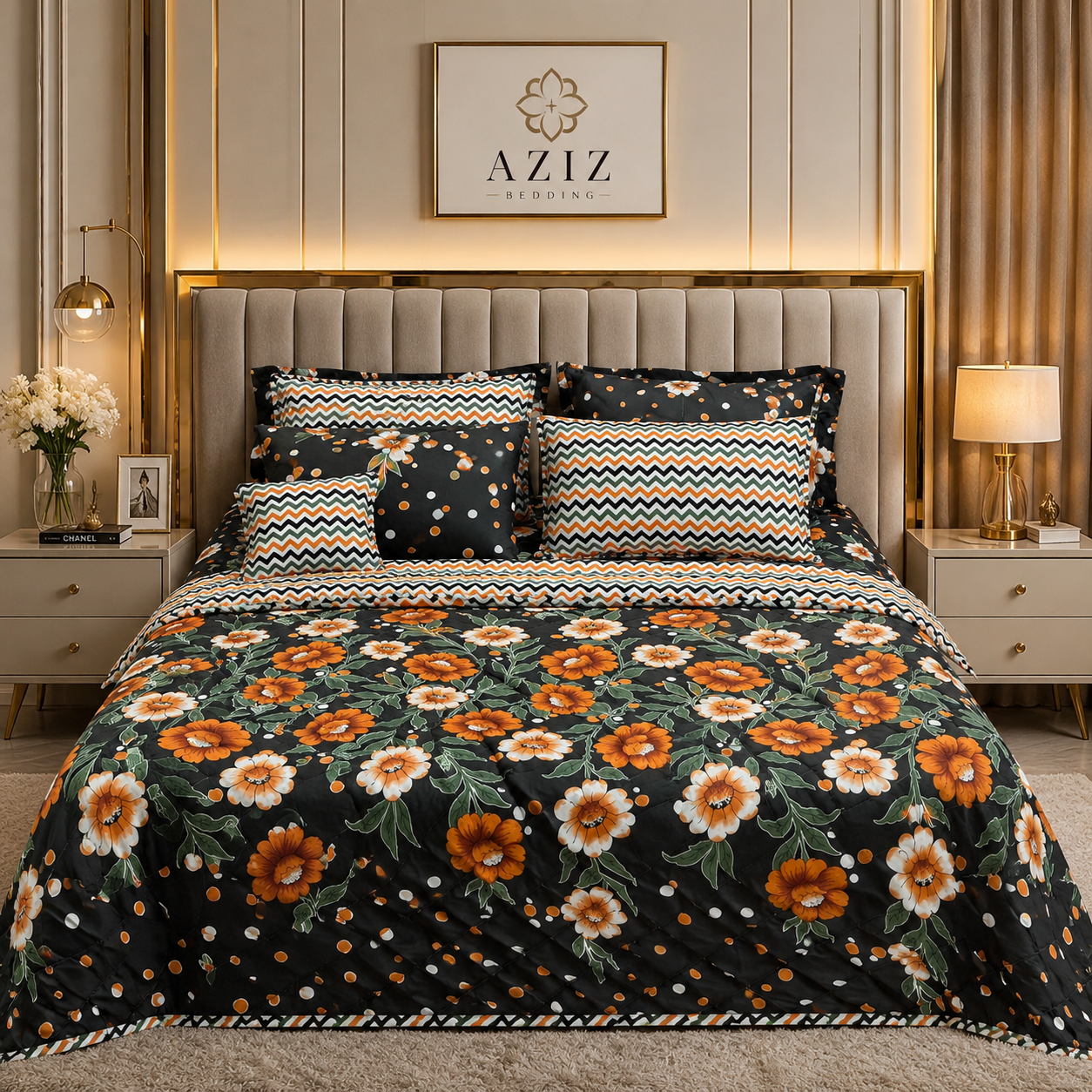 Black  Luxury 7 Piece Comfort Set