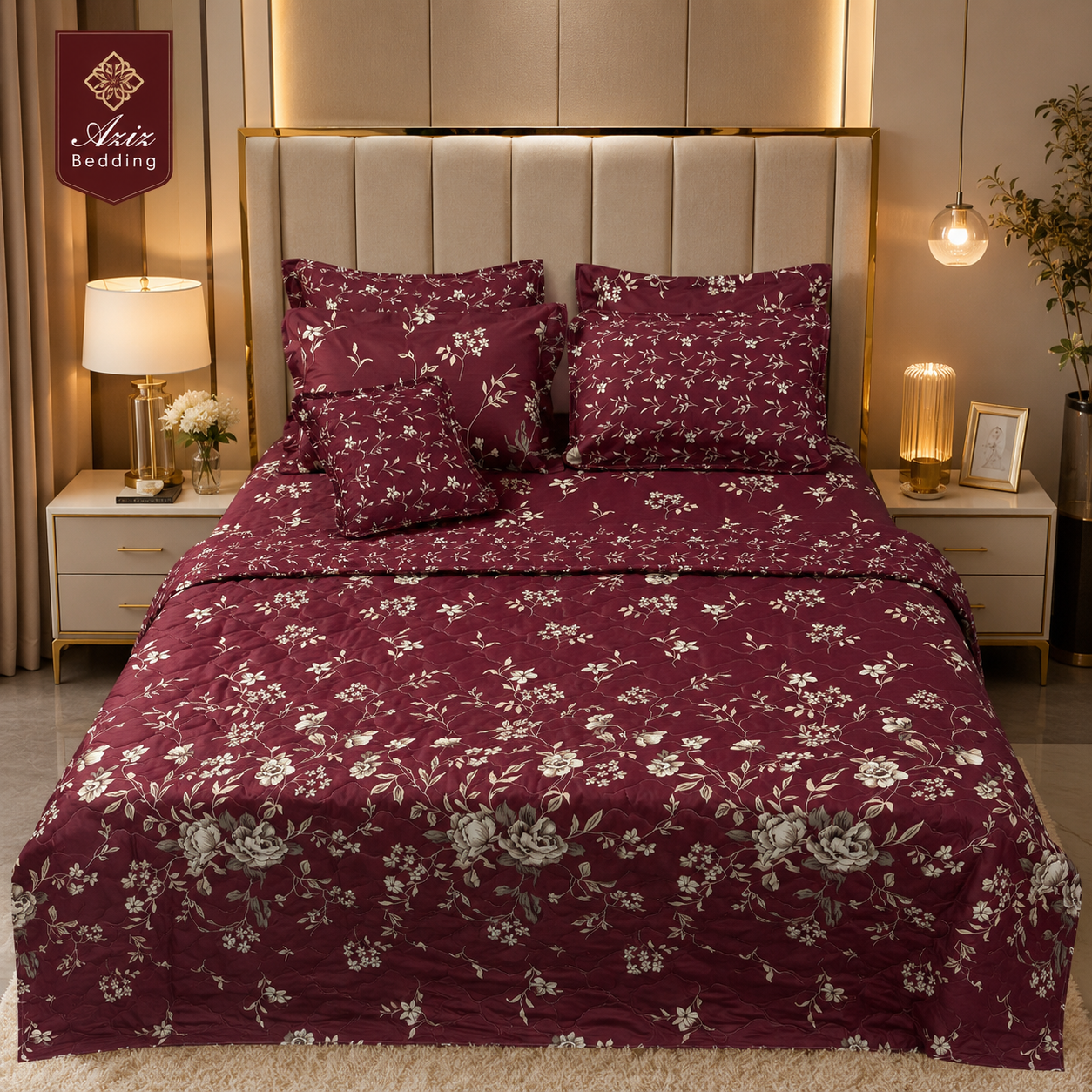 Mehroon Luxury 7 Piece Comfort Set
