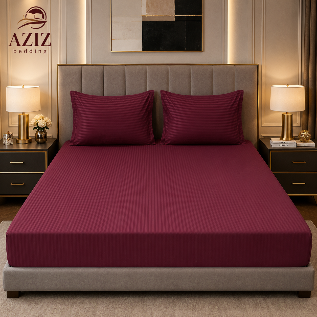 Mehroon 3 Piece Fitted Sheets Set