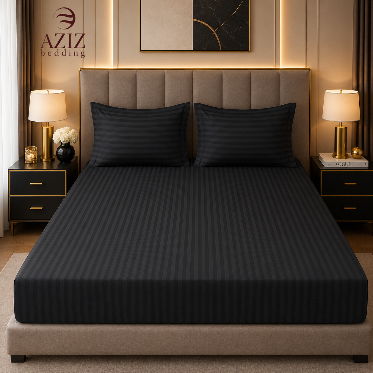 Black 3 Piece Fitted Sheets Set