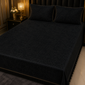 Black 3PC Texture Velvet Bedsheet Set
