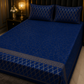 Navy Blue 3PC Texture Velvet Bedsheet Set