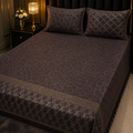 Dark Purple 3PC Texture Velvet Bedsheet Set