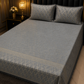 Grey 3PC Texture Velvet Bedsheet Set