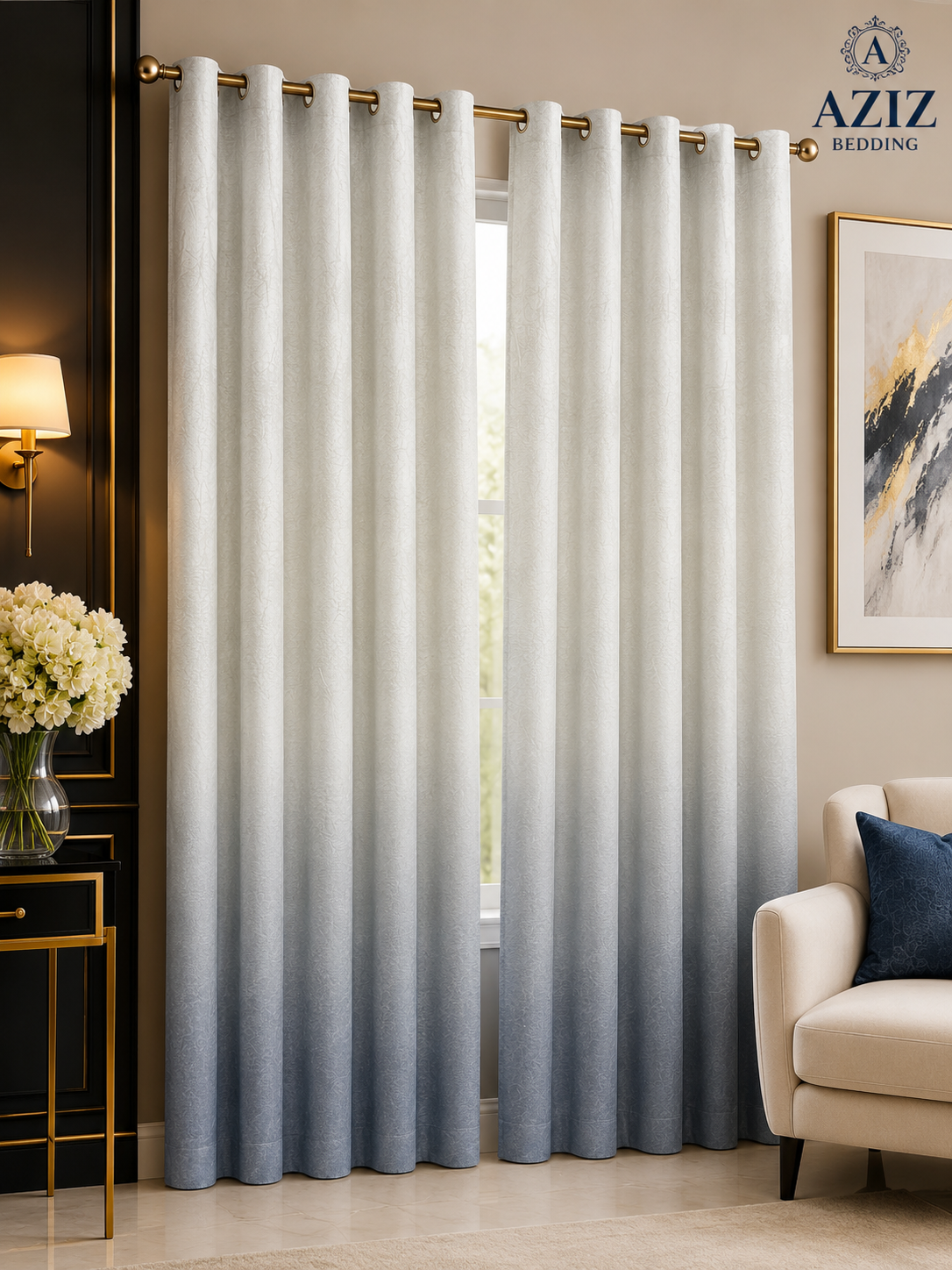 White Digital Velvet Curtains