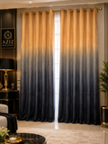 Golden 2 Tone Digital Velvet Curtains
