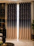 Black&Golden Digital Velvet Curtains