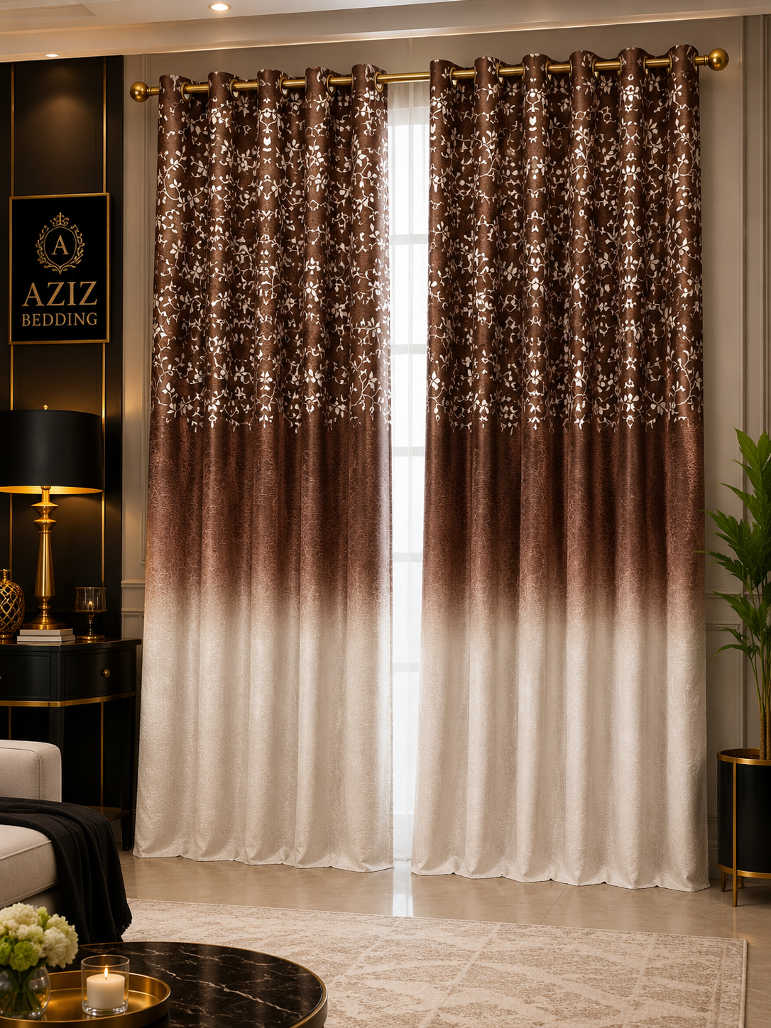 Chocolate  Digital Velvet Curtains