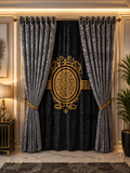 Premium Velvet Window Blind Black&Grey