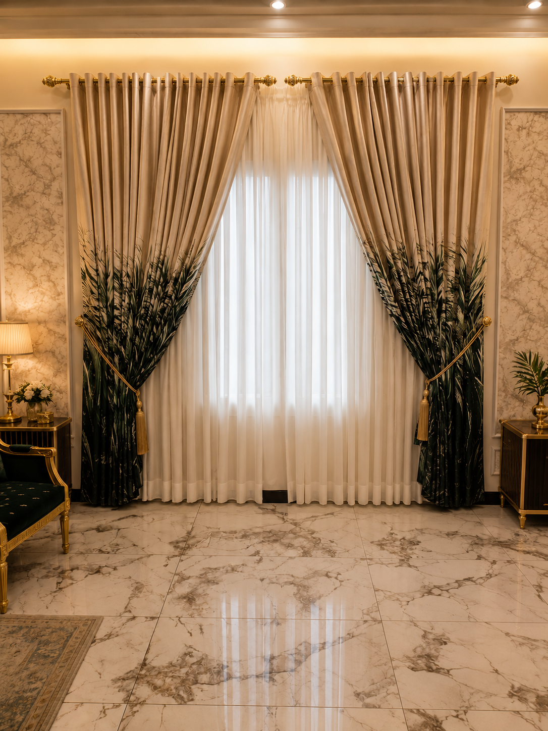Premium Velvet Window Blind Floral Design