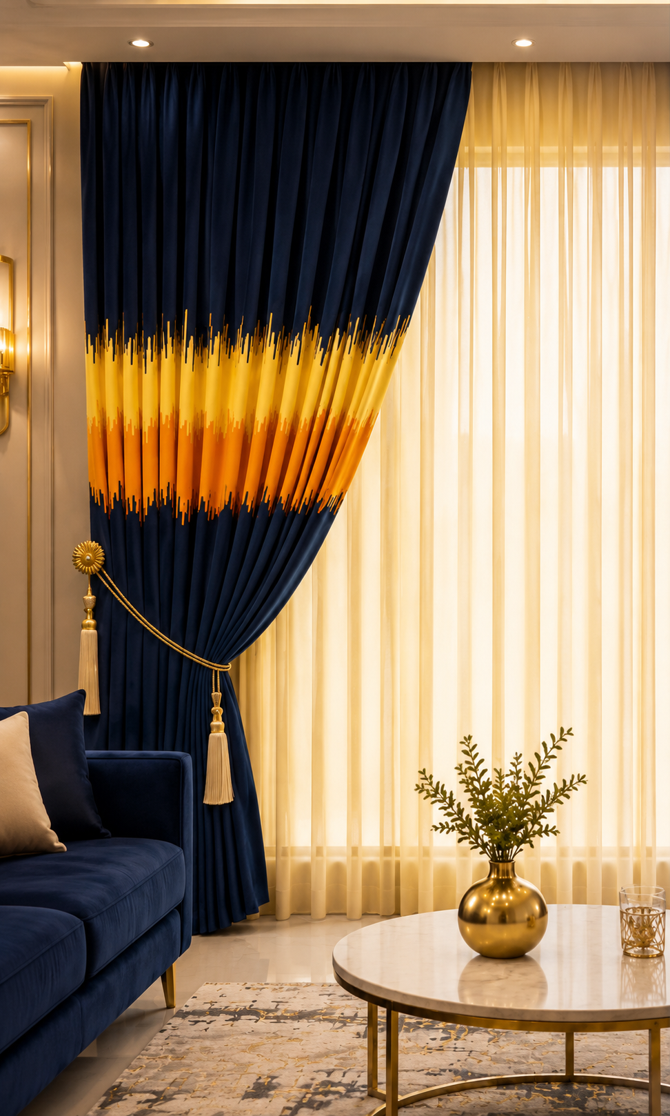 Premium Velvet Window Blinds Nave Blue