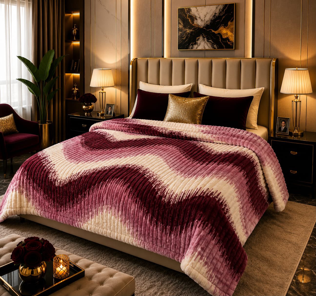 Soft Ac Blanket Purple&White