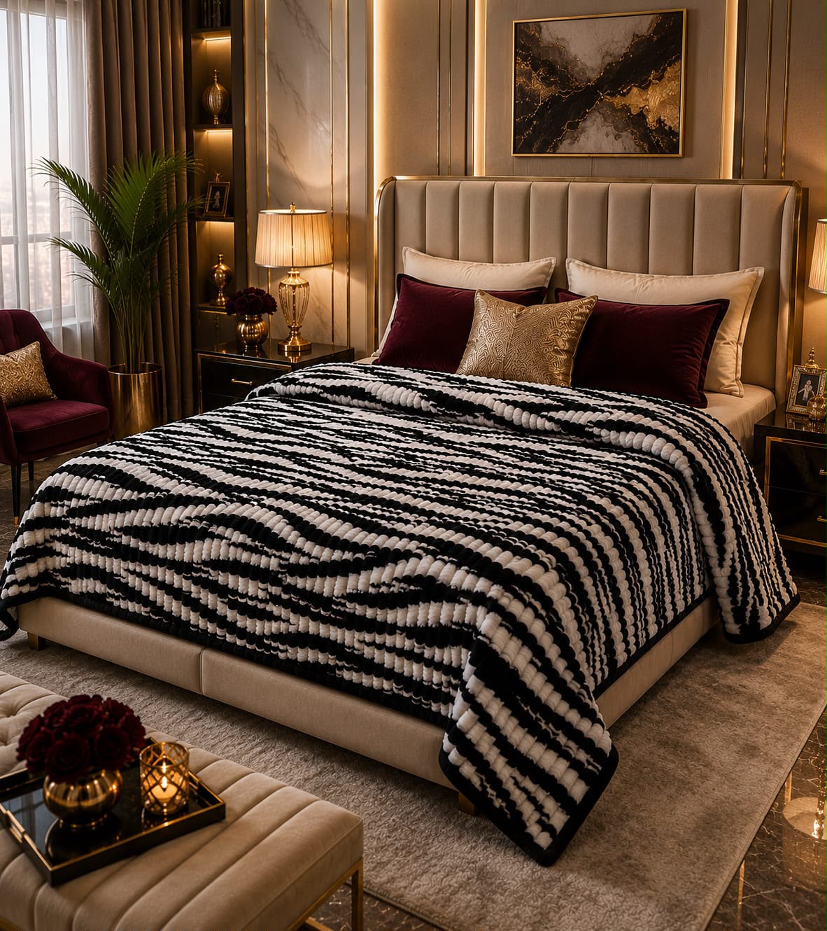 Soft Ac Blanket Black&White