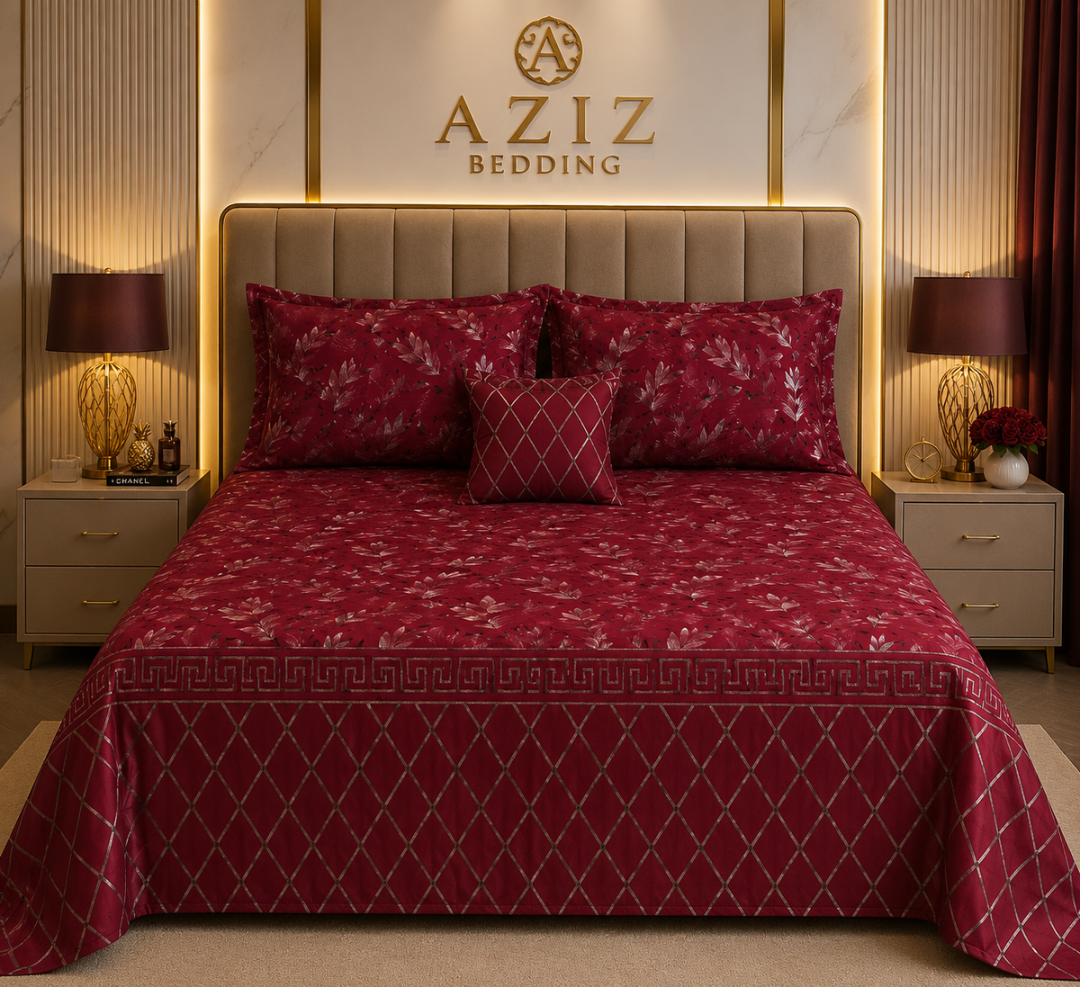 Maroon 3PC Texture Velvet Bedsheet Set