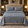 Grey 3PC Texture Velvet Bedsheet Set