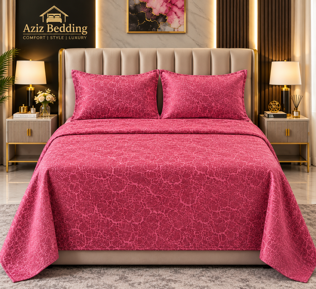 Maroon  3PC Texture Velvet Bedsheet Set