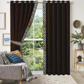Side Border Velvet Curtains Dark Brown