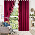 Side Border Velvet Curtains Magenta