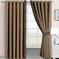 Side Border Velvet Curtains Beige