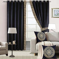 Side Border Velvet Curtains Black