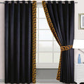 Side Border Velvet Curtains Black
