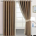 Side Border Velvet Curtains Beige