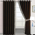Side Border Velvet Curtains Dark Brown