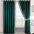 Side Border Velvet Curtains Green