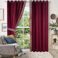 Side Border Velvet Curtains Maroon