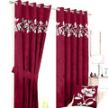 Floral Border Velvet Curtains Maroon
