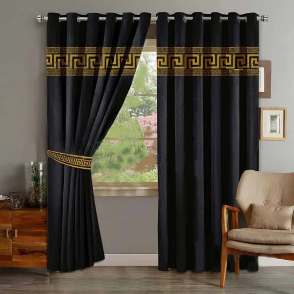 Black Front Border Curtains