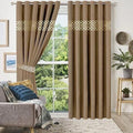 Taupe Brown Front Border Curtains