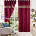 Red Front Border Curtains