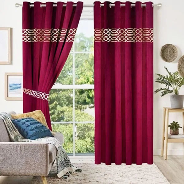 Red Front Border Curtains