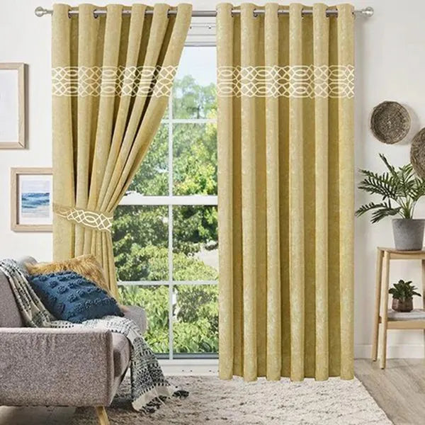 Light Golden Front Border Curtains