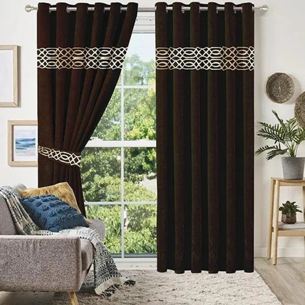 Dark Brown Front Border Curtains