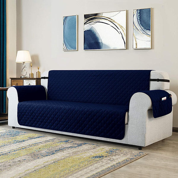 Blue Luxury Quilted Sofa Cover