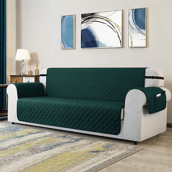 Green Luxury Quilted Sofa Cover