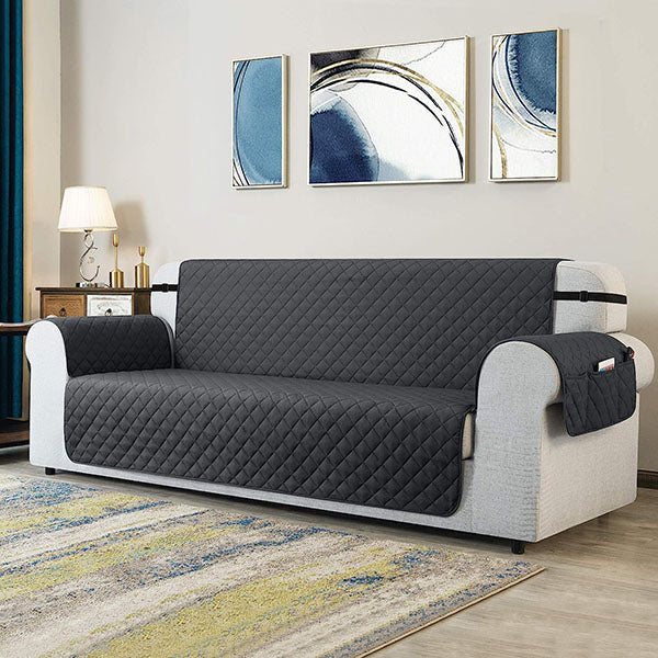 Grey Luxury Quilted Sofa Cover