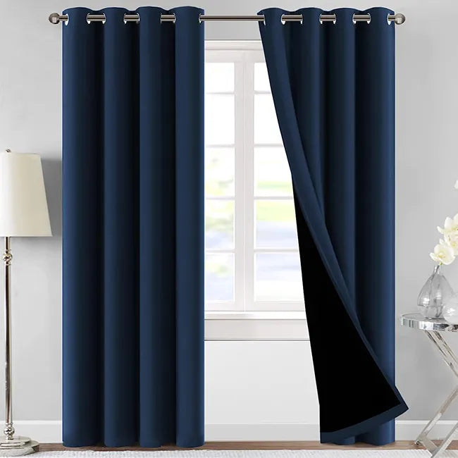 Blue Jacqauard Curtains