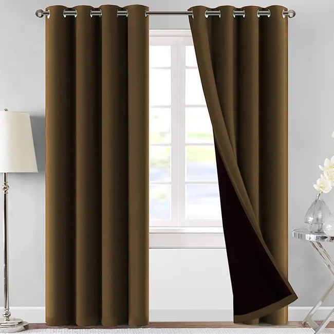 Brown Jacqauard Curtains