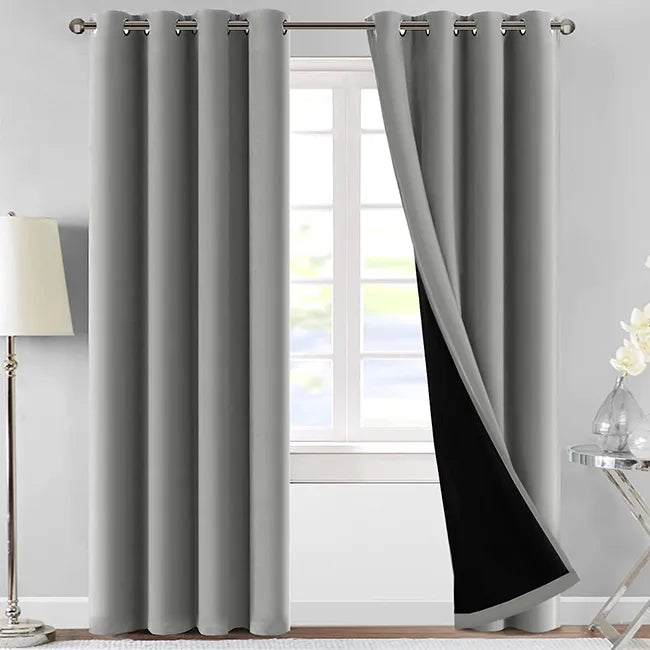Grey Jacqauard Curtains