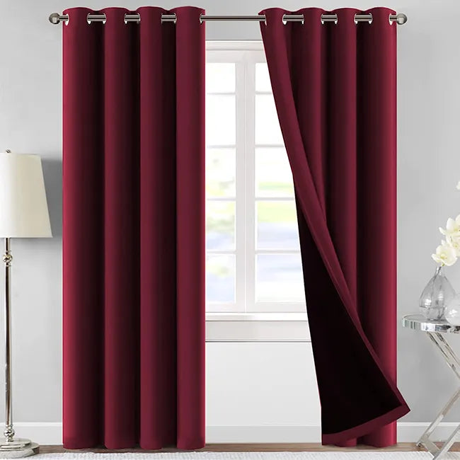 Maroon Jacqauard Curtains